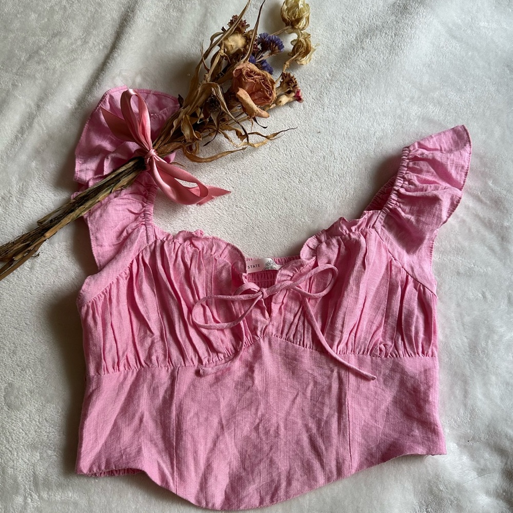 Altar'd State Pink Ruffled Blouse